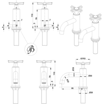 Burlington Riviera Basin Pillar Taps